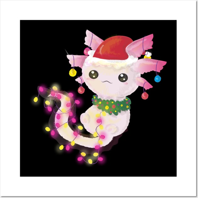 Axolotl.  Cute Christmas Funny Axolotl and Xmas Lover Wall Art by LittleBoxOfLyrics